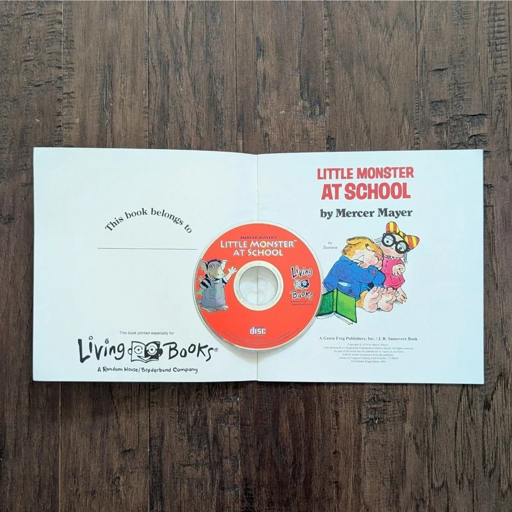 Mercer Mayer's Little Monster at School Book & Interactive CD -Excellent Vintage